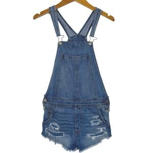 American Eagle Denim Cutoff Overalls Size Small‎